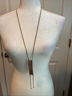 Lucky Brand Bronze Ladder Lariat Necklace with Adjustable Drop